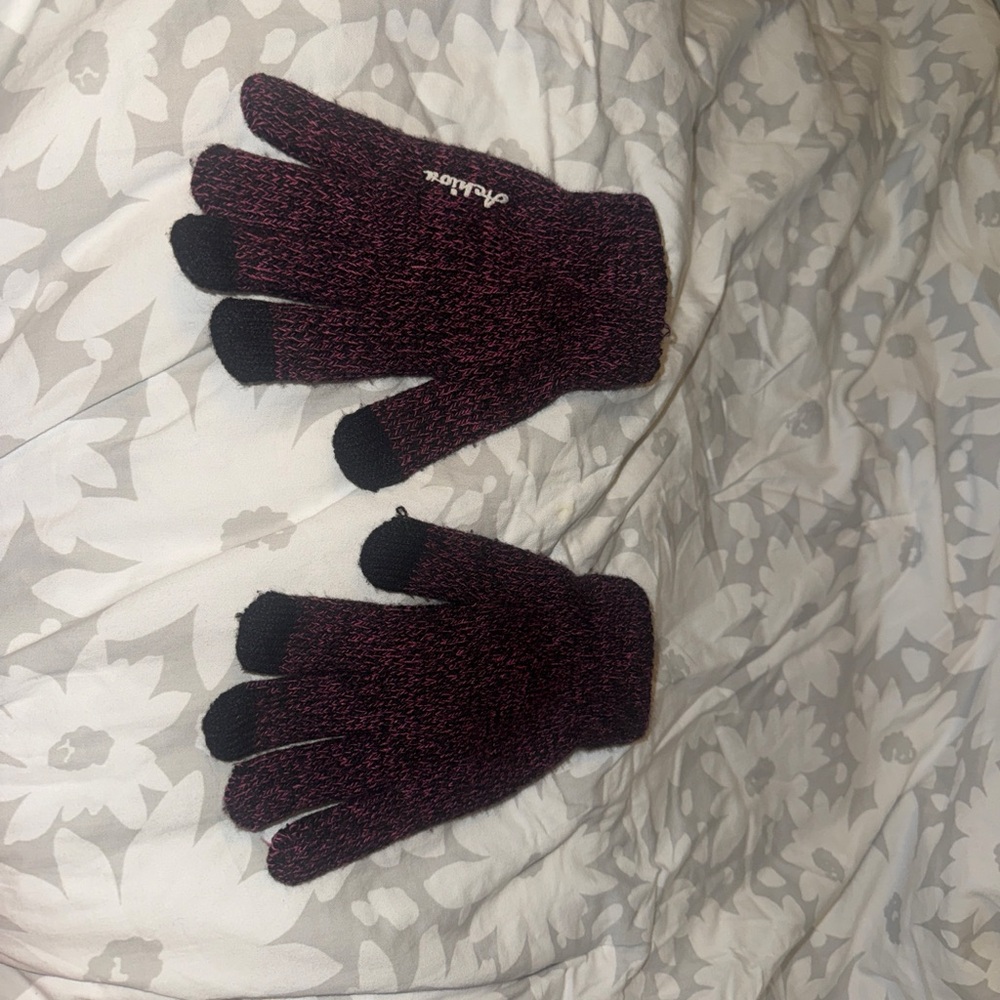 Purple and Black Knit Gloves